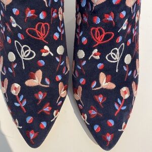 EUC Boden Navy Suede Embroidered Booties Size 40